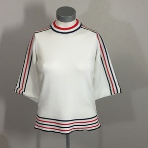 Vintage 60s white striped mod crewneck sweater